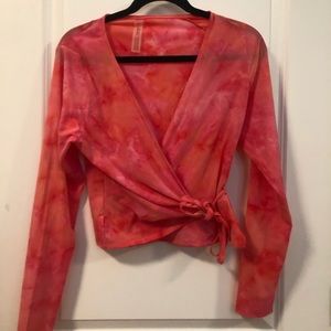 Outdoor Voices Pink Wrap Around Active Shirt